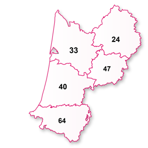 carte de la région Aquitaine