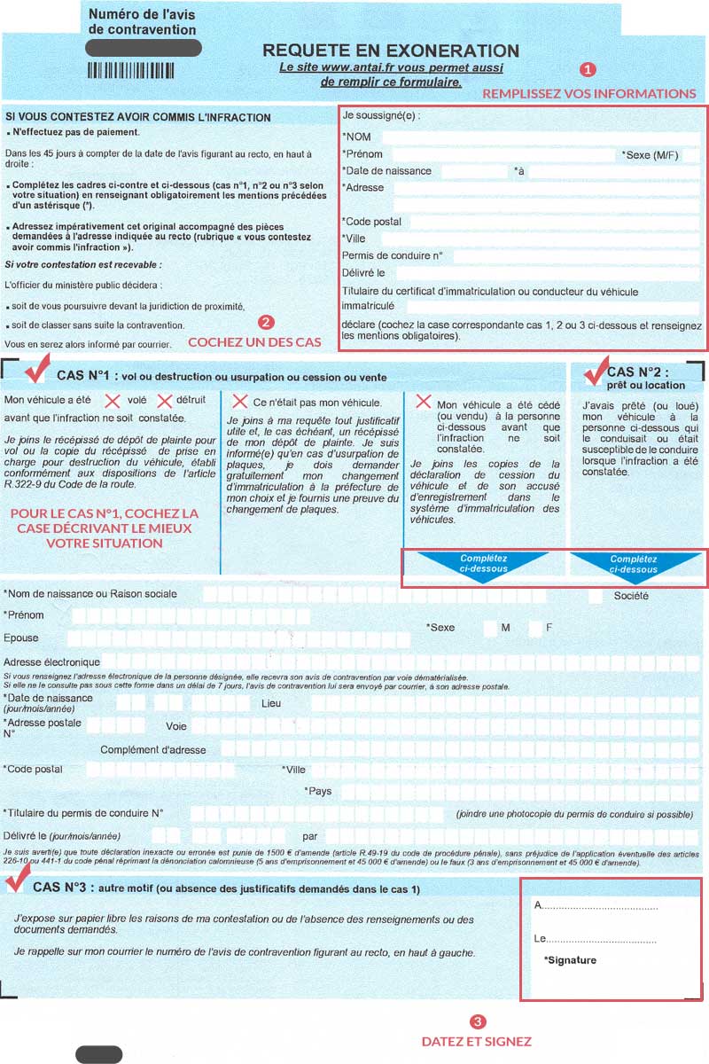 Formulaire de contestation d'infraction