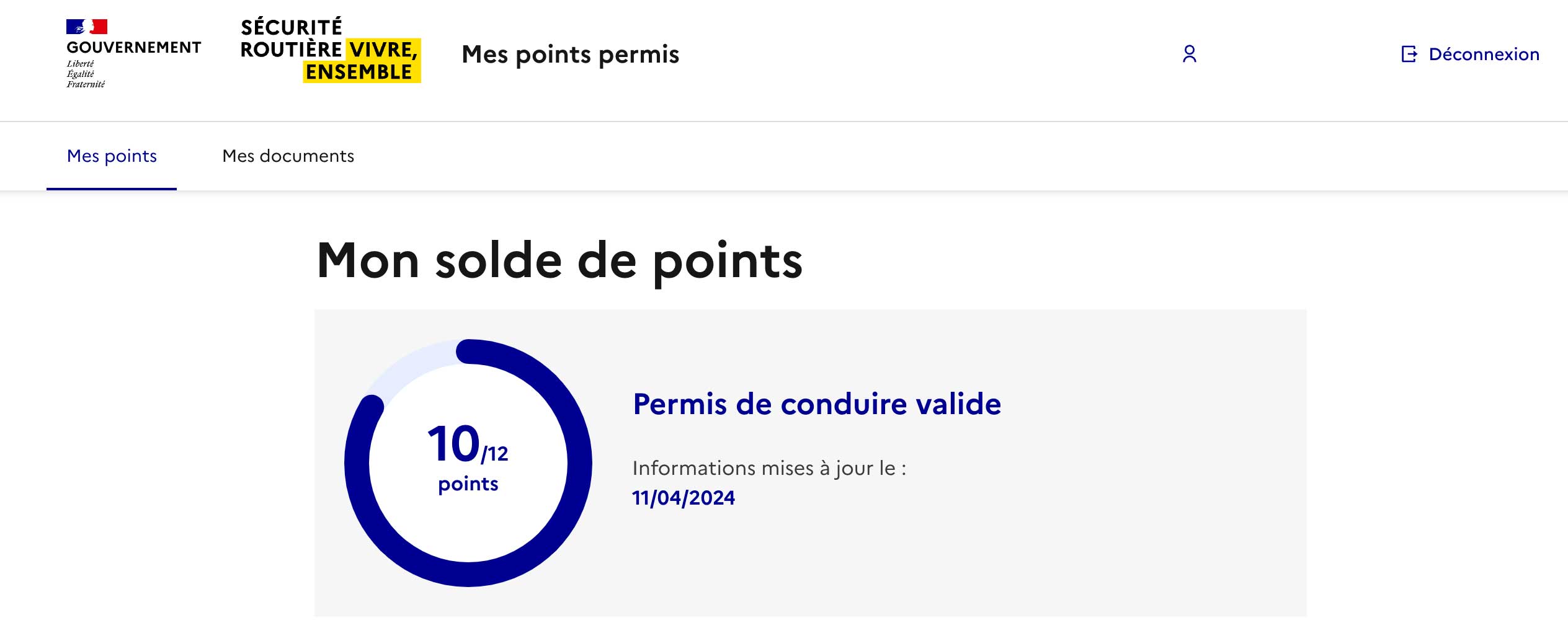 Solde de points